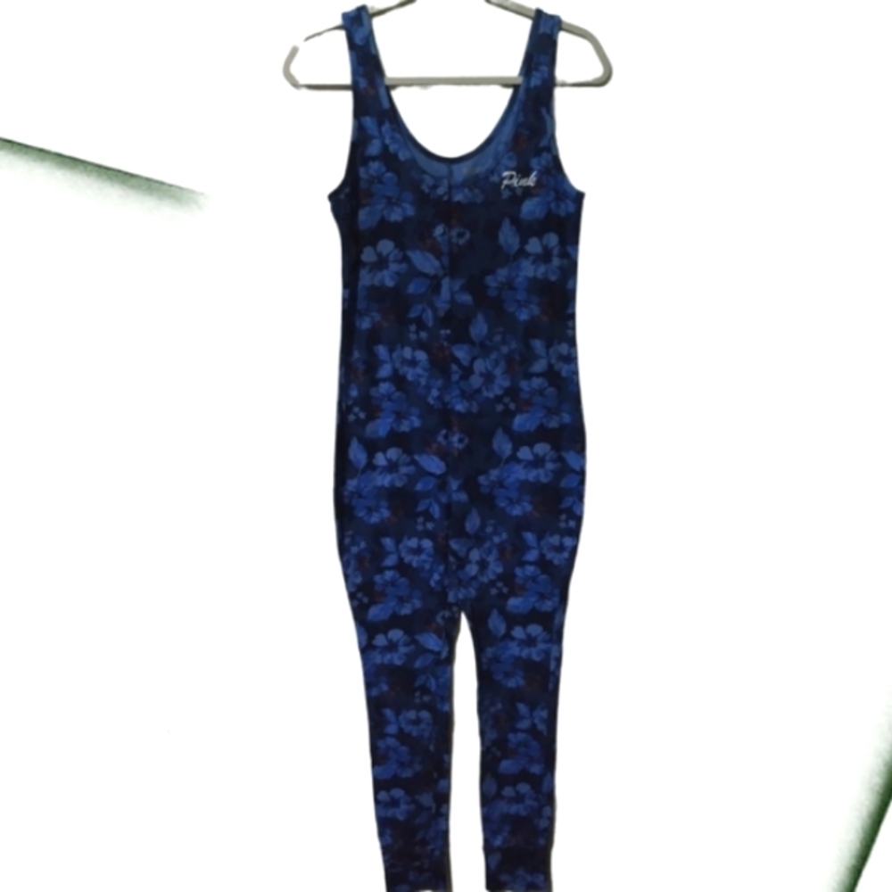 Victoria's Secret PINK blue floral onesie size small